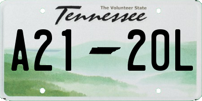 TN license plate A2120L