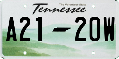 TN license plate A2120W