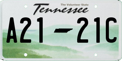 TN license plate A2121C