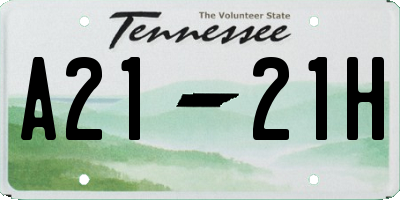 TN license plate A2121H