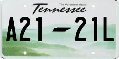 TN license plate A2121L