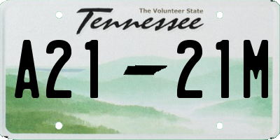 TN license plate A2121M
