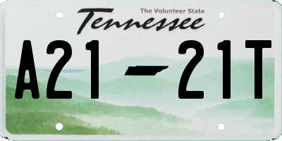 TN license plate A2121T
