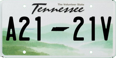 TN license plate A2121V