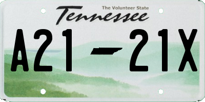 TN license plate A2121X