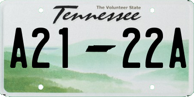 TN license plate A2122A