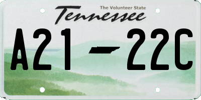 TN license plate A2122C