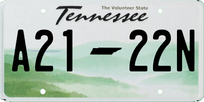 TN license plate A2122N