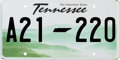 TN license plate A2122O
