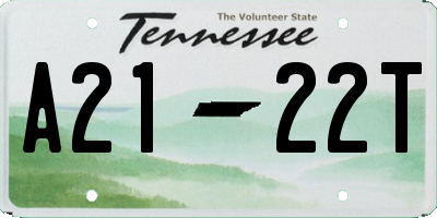 TN license plate A2122T