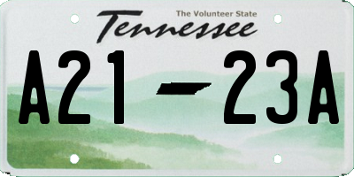 TN license plate A2123A