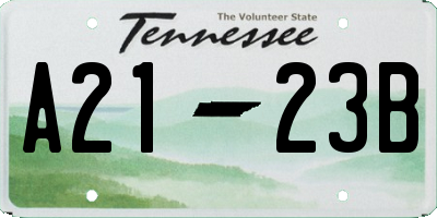 TN license plate A2123B