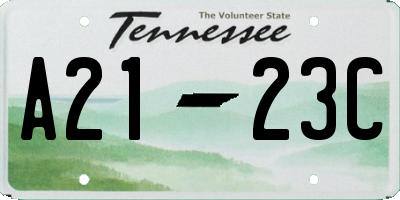 TN license plate A2123C