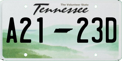 TN license plate A2123D