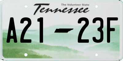 TN license plate A2123F