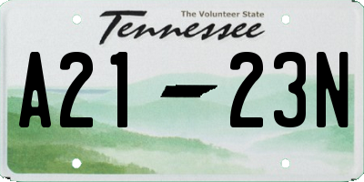 TN license plate A2123N