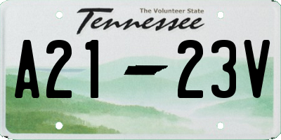 TN license plate A2123V