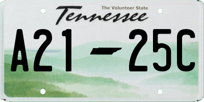 TN license plate A2125C