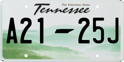 TN license plate A2125J