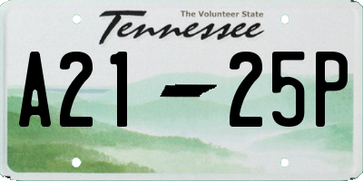 TN license plate A2125P