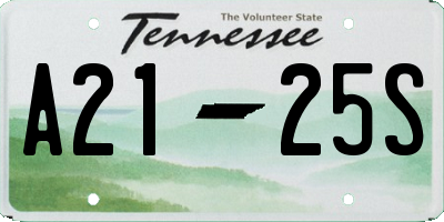 TN license plate A2125S