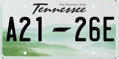 TN license plate A2126E