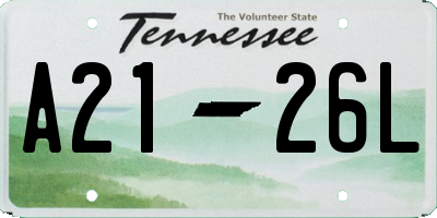 TN license plate A2126L