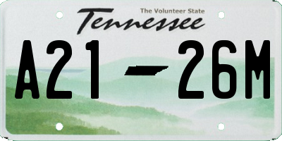 TN license plate A2126M