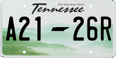 TN license plate A2126R