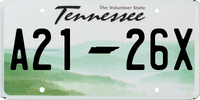 TN license plate A2126X