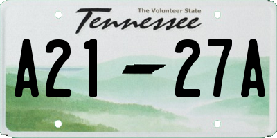 TN license plate A2127A