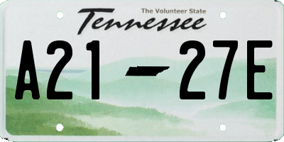 TN license plate A2127E