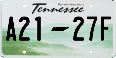 TN license plate A2127F