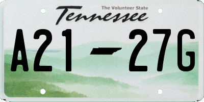 TN license plate A2127G