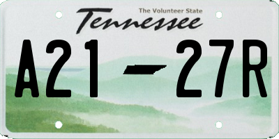 TN license plate A2127R
