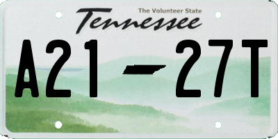 TN license plate A2127T
