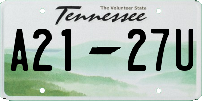 TN license plate A2127U