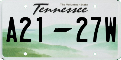 TN license plate A2127W