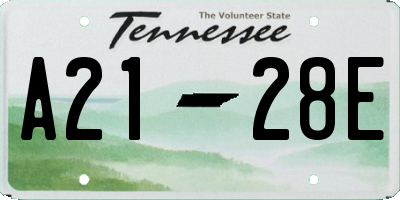 TN license plate A2128E