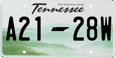 TN license plate A2128W