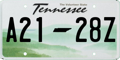 TN license plate A2128Z