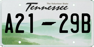 TN license plate A2129B