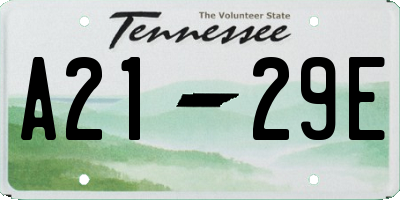 TN license plate A2129E