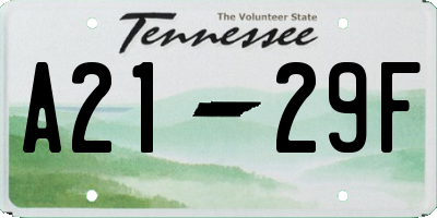 TN license plate A2129F