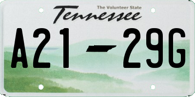 TN license plate A2129G