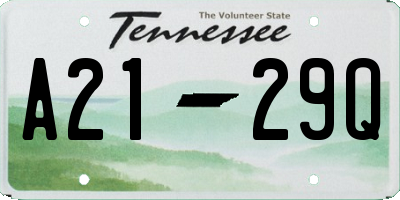 TN license plate A2129Q