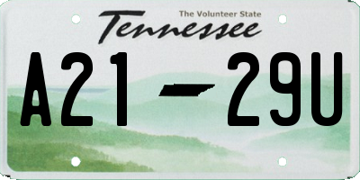 TN license plate A2129U