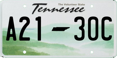 TN license plate A2130C