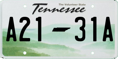 TN license plate A2131A