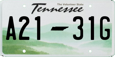 TN license plate A2131G